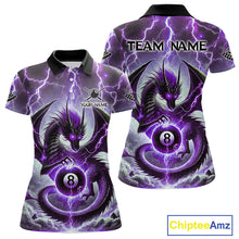 Load image into Gallery viewer, Personalized Purple Thunder Lightning Dragon Billiard Shirt For Women, Best 8 Ball Pool Team Jersey TDM4482