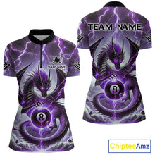 Load image into Gallery viewer, Personalized Purple Thunder Lightning Dragon Billiard Shirt For Women, Best 8 Ball Pool Team Jersey TDM4482
