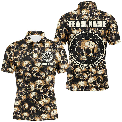 Personalized Retro Skull Pattern Darts Shirts For Men Custom Scary Darts Jerseys, Darts Uniform TDM2654