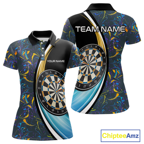 Funny Floral Marbling Pattern Custom Darts Shirt For Women, Team Polo & Quarter Zip Darts Jersey TDM4916