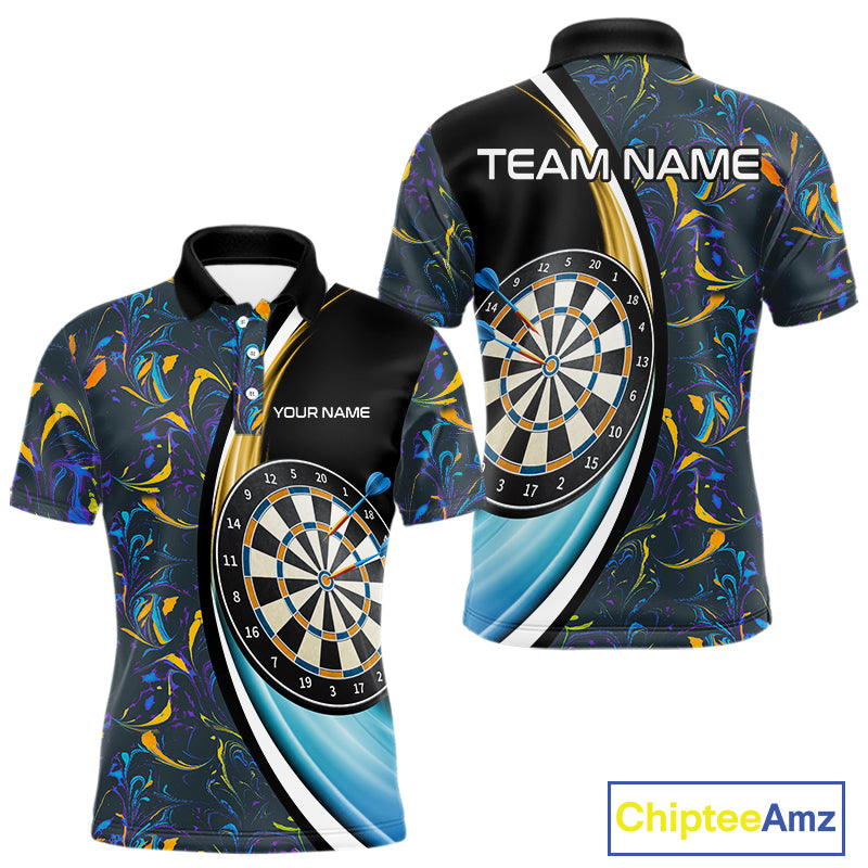 Funny Floral Marbling Pattern Custom Darts Shirt For Men, Team Polo & Quarter Zip Darts Jersey TDM4916