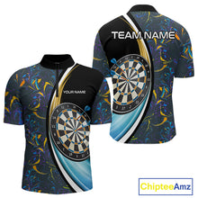 Load image into Gallery viewer, Funny Floral Marbling Pattern Custom Darts Shirt For Men, Team Polo &amp; Quarter Zip Darts Jersey TDM4916
