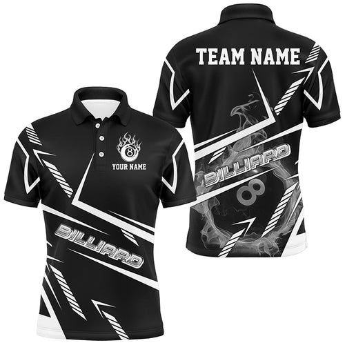 Personalized Black White Flame 8 Ball Billiard Shirts For Men, Billiard Team Shirts Pool Jerseys TDM2891