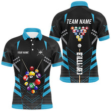 Load image into Gallery viewer, Black And Blue Billiard Jerseys Halftone Pattern Custom Men Billiard Shirts, Billiard Team Uniform TDM2892