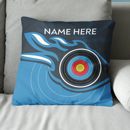 Personalized Blue Archery Target Pillow Custom Name Archery Throw Pillow TDM0845