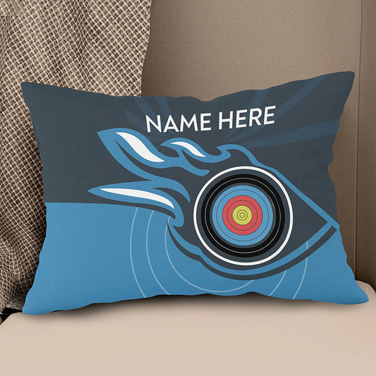 Personalized Blue Archery Target Pillow Custom Name Archery Throw Pillow TDM0845