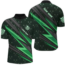 Load image into Gallery viewer, Personalized Green Dart Jerseys Men Dart Polo &amp; Quarter Zip Shirt Custom Team League Dart Shirt TDM3369