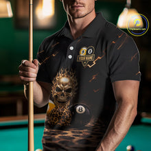 Load image into Gallery viewer, Black And Golden 8 Ball &amp; 9 Ball Skull Billiard Shirt For Men Custom Leopard Pool Team Jersey TDM5997