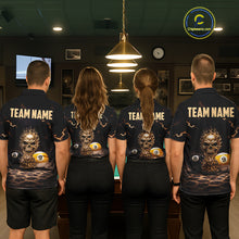 Load image into Gallery viewer, Black And Golden 8 Ball &amp; 9 Ball Skull Billiard Shirt For Men Custom Leopard Pool Team Jersey TDM5997