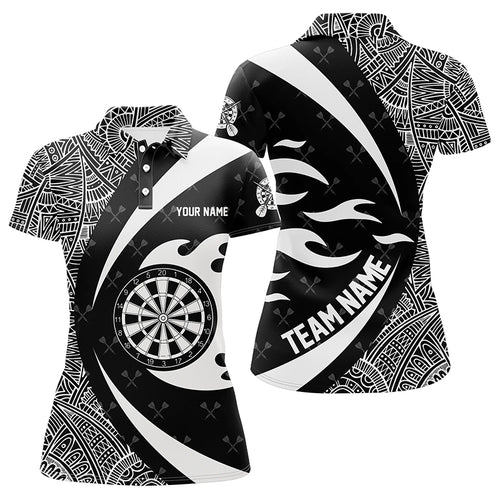 Personalized White And Black Tribal Pattern Darts Women Polo Shirts Custom Unique Darts Team Jersey TDM1358