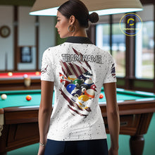 Load image into Gallery viewer, Patriotic American Flag Grunge Billiard Jersey For Women Custom Billiard Shirt Polo &amp; 1/4 Zip |White TDM3819