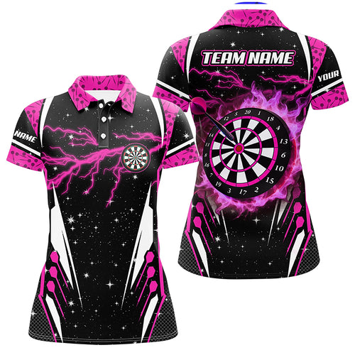 Personalized Thunder Lightning Pink Dart Jerseys Shirts For Women Custom Team League Darts Shirts TDM2148