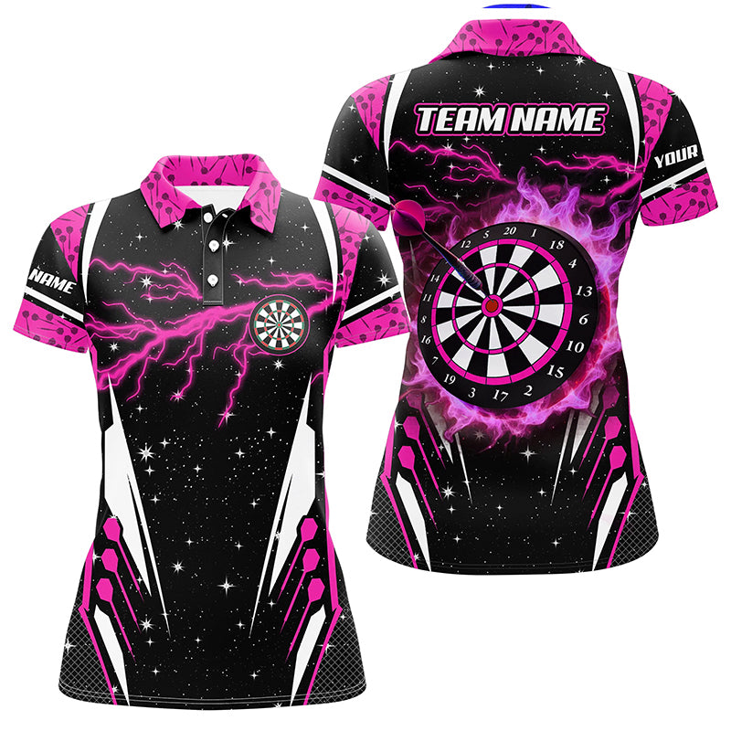 Personalized Thunder Lightning Pink Dart Jerseys Shirts For Women Custom Team League Darts Shirts TDM2148