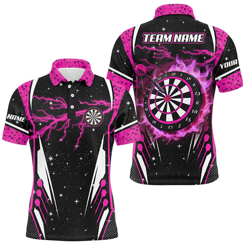 Personalized Thunder Lightning Pink Dart Jerseys Shirts For Men Custom Team League Darts Shirts TDM2148