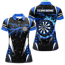 Load image into Gallery viewer, Personalized Thunder Lightning Blue Dart Jerseys Shirts For Women Custom Team League Darts Shirts TDM2150