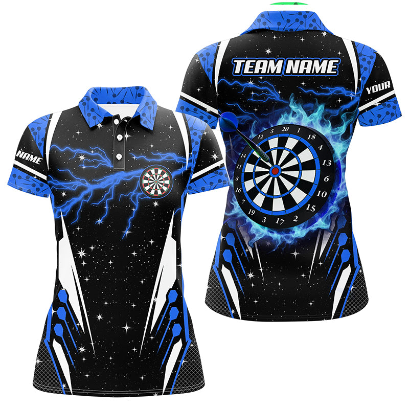 Personalized Thunder Lightning Blue Dart Jerseys Shirts For Women Custom Team League Darts Shirts TDM2150