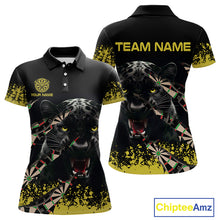 Load image into Gallery viewer, Grunge Black Yellow Panther Dart Shirt For Women Custom Dart Jersey Team Polo &amp; Quarter Zip TDM4484