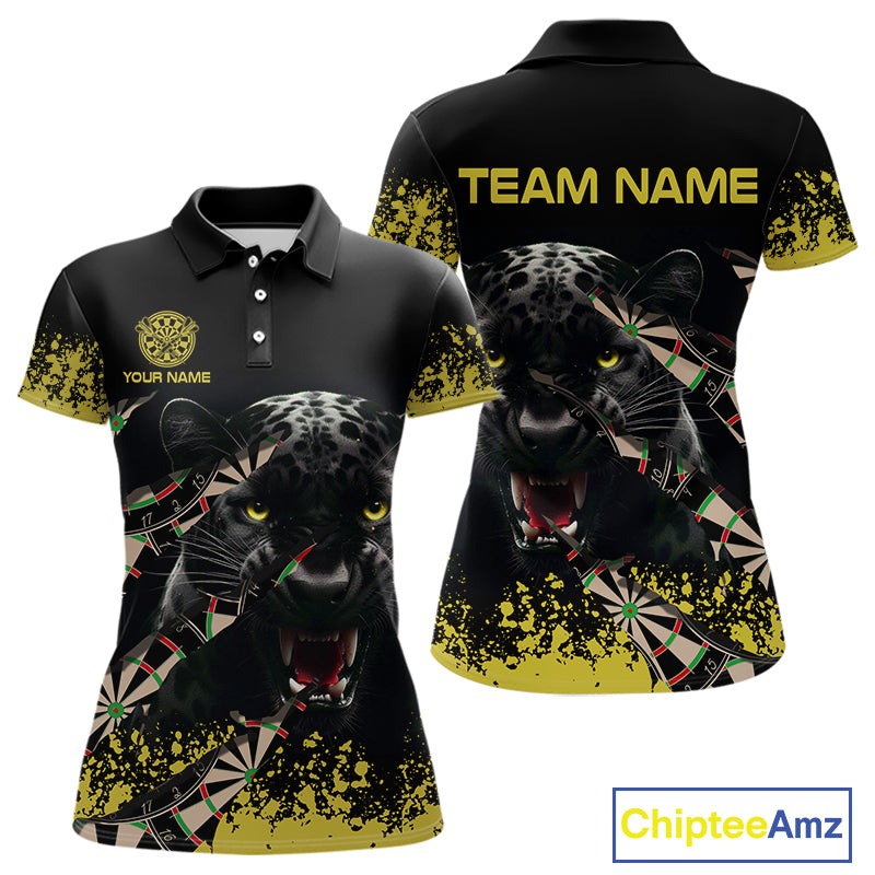 Grunge Black Yellow Panther Dart Shirt For Women Custom Dart Jersey Team Polo & Quarter Zip TDM4484