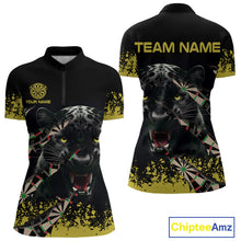Load image into Gallery viewer, Grunge Black Yellow Panther Dart Shirt For Women Custom Dart Jersey Team Polo &amp; Quarter Zip TDM4484