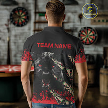 Load image into Gallery viewer, Grunge Black And Red Panther Dart Shirt For Men Custom Dart Jersey Team Polo &amp; Quarter Zip TDM4485