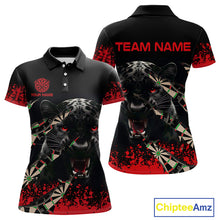 Load image into Gallery viewer, Grunge Black And Red Panther Dart Shirt For Women Custom Dart Jersey Team Polo &amp; Quarter Zip TDM4485
