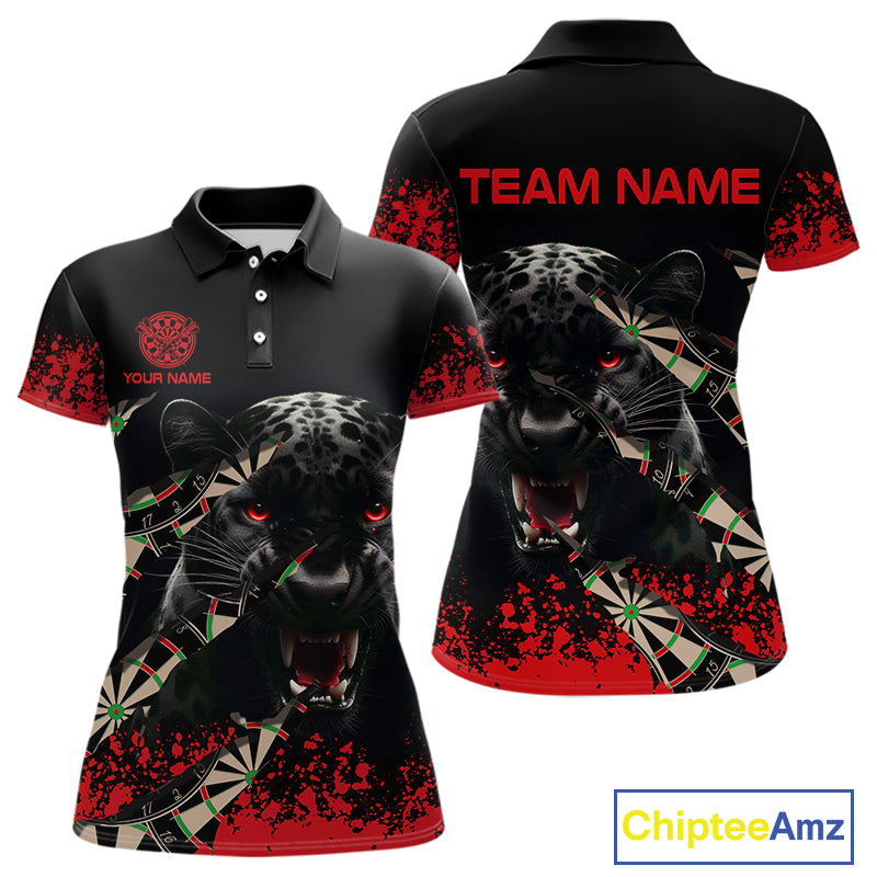 Grunge Black And Red Panther Dart Shirt For Women Custom Dart Jersey Team Polo & Quarter Zip TDM4485