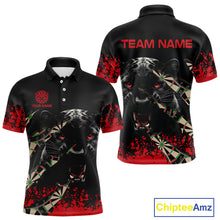 Load image into Gallery viewer, Grunge Black And Red Panther Dart Shirt For Men Custom Dart Jersey Team Polo &amp; Quarter Zip TDM4485