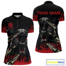 Load image into Gallery viewer, Grunge Black And Red Panther Dart Shirt For Women Custom Dart Jersey Team Polo &amp; Quarter Zip TDM4485