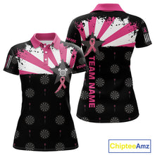 Load image into Gallery viewer, Personalized Pink Ribbon Darts Shirt For Women Custom Breast Cancer Awareness Darts Team Jersey TDM4492