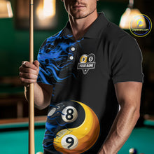 Load image into Gallery viewer, Blue Flaming Funny Yin-Yang 8 Ball &amp; 9 Ball Billiard Shirt For Men Custom Pool Team Jerseys TDM4711