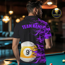 Load image into Gallery viewer, Purple Flaming 8 Ball &amp; 9 Ball Billiard Shirt For Men Custom Pool Team Jersey Polo &amp; 1/4 Zip TDM4713