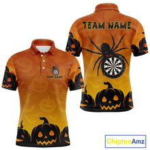 Load image into Gallery viewer, Personalized Orange Funny Spider Darts Shirt For Men Custom Halloween Darts Team Jersey, Dart Gift TDM4923