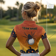 Load image into Gallery viewer, Personalized Orange Funny Spider Golf Polo Shirt For Women Custom Halloween Ladies Golf Outfit Gifts TDM4924