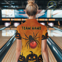 Load image into Gallery viewer, Personalized Orange Funny Spider Bowling Halloween Shirt For Women Custom Bowling Team Jersey  TDM4925