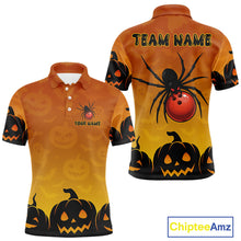 Load image into Gallery viewer, Personalized Orange Funny Spider Bowling Halloween Shirt For Men Custom Bowling Team Jersey  TDM4925