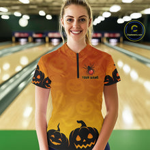 Load image into Gallery viewer, Personalized Orange Funny Spider Bowling Halloween Shirt For Women Custom Bowling Team Jersey  TDM4925