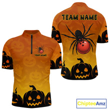 Load image into Gallery viewer, Personalized Orange Funny Spider Bowling Halloween Shirt For Men Custom Bowling Team Jersey  TDM4925
