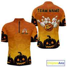 Load image into Gallery viewer, Personalized Orange Funny Bowling Halloween Shirt For Men Custom Bowling Team Jersey Outfit TDM4926
