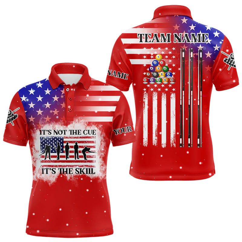 It's The Skill Custom American Flag Men Billiard Shirt Funny Billiard Jersey |Red TDM3121