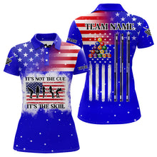 Load image into Gallery viewer, Funny It&#39;s The Skill Custom American Flag Women Billiard Shirts Patriotic Billiard Jersey |Blue TDM3122