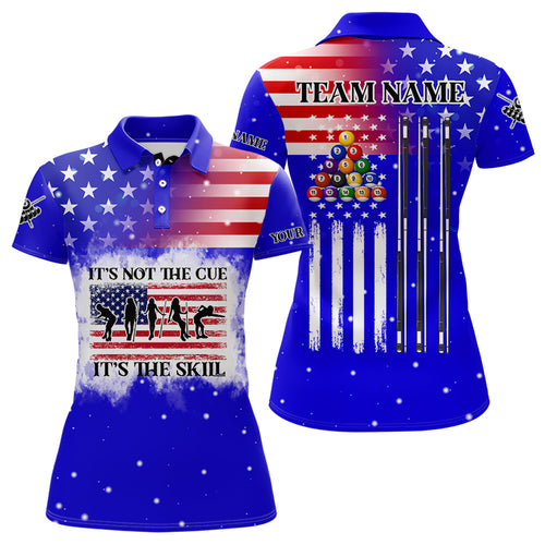 Funny It's The Skill Custom American Flag Women Billiard Shirts Patriotic Billiard Jersey |Blue TDM3122