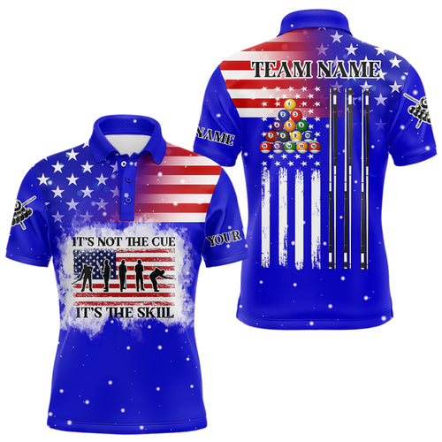 Funny It's The Skill Custom Ameican Flag Men Billiard Shirts Patriotic Billiard Jersey |Blue TDM3122