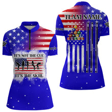 Load image into Gallery viewer, Funny It&#39;s The Skill Custom American Flag Women Billiard Shirts Patriotic Billiard Jersey |Blue TDM3122