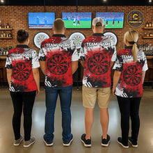 Load image into Gallery viewer, Red Grunge Paint Splash Dart Shirts For Men Custom Darts Jersey Team Polo &amp; Quarter Zip TDM5352