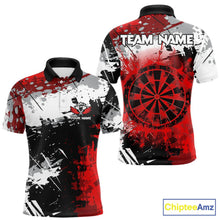 Load image into Gallery viewer, Red Grunge Paint Splash Dart Shirts For Men Custom Darts Jersey Team Polo &amp; Quarter Zip TDM5352