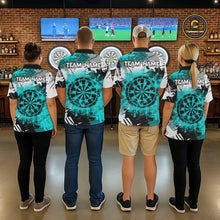 Load image into Gallery viewer, Turquoise Grunge Paint Splash Dart Shirts For Men Custom Darts Jersey Team Polo &amp; Quarter Zip TDM5353
