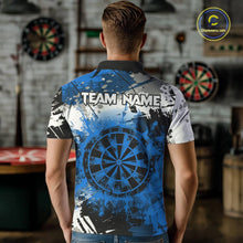Load image into Gallery viewer, Blue Grunge Paint Splash Dart Shirts For Men Custom Darts Jersey Team Polo &amp; Quarter Zip TDM5354