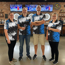 Load image into Gallery viewer, Blue Grunge Paint Splash Dart Shirts For Men Custom Darts Jersey Team Polo &amp; Quarter Zip TDM5354