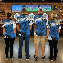 Load image into Gallery viewer, Blue Grunge Paint Splash Dart Shirts For Men Custom Darts Jersey Team Polo &amp; Quarter Zip TDM5354