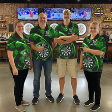 Load image into Gallery viewer, Green Glowing Shamrock Luckiest Darts Shirt For Men Custom St Patrick Day Darts Team Jersey TDM5356